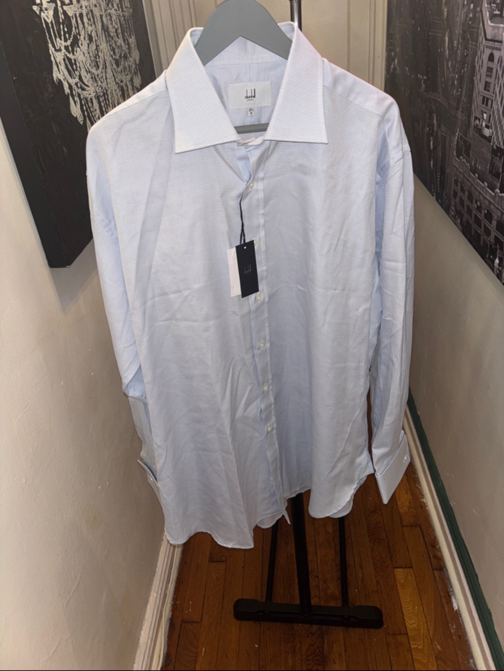 Dunhill Light Blue Men's Dress Shirt - Spread Collar
